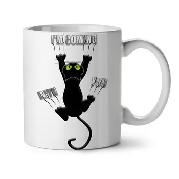 

Whitelf Attached Cute Funny Cat NEW White Tea Coffee Mug with Stirring Spoon