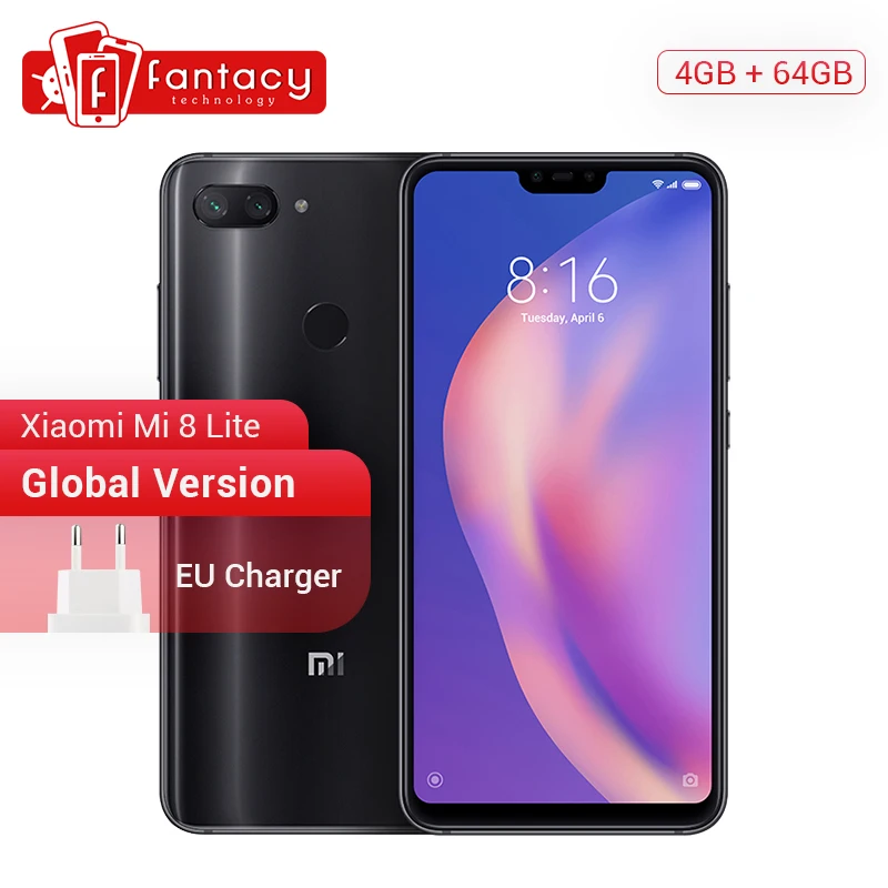 Глобальная версия Xiaomi mi 8 Lite 4 ГБ 64 Восьмиядерный процессор Snapdragon 660 AIE 6 26 дюйма 1080 P