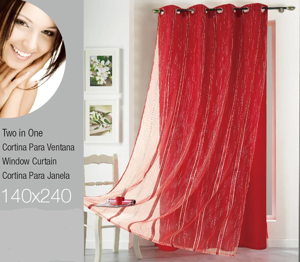 

organza stripe with microfiber fabric linning with 8 metal rings free shipping