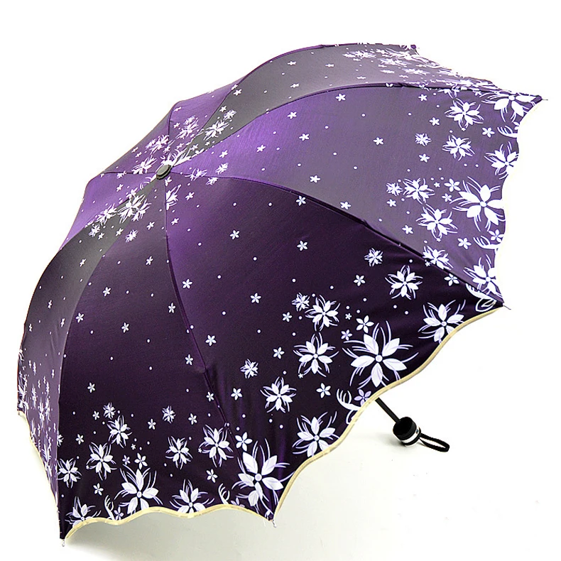 Новое Поступление Красивый Цветочный зонтик Модный Блестящий меняющий цвет женский зонтик цветок девушка солнцезащитный зонтик подарок SP048