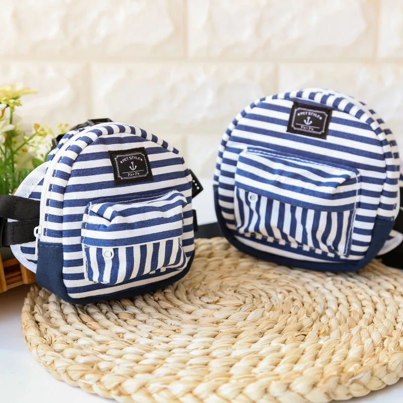 

Fabric Oxford Striped BackPack Dog Collars & Leads Harnesses Clothing For Dogs Pet Dog Clothes Thoracic Dorsal Airmesh Chihuahua