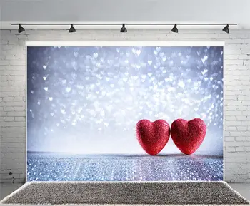 

sparkly red Hearts Silver bokeh valentines day backdrops Vinyl cloth High quality Computer print wall Backgrounds