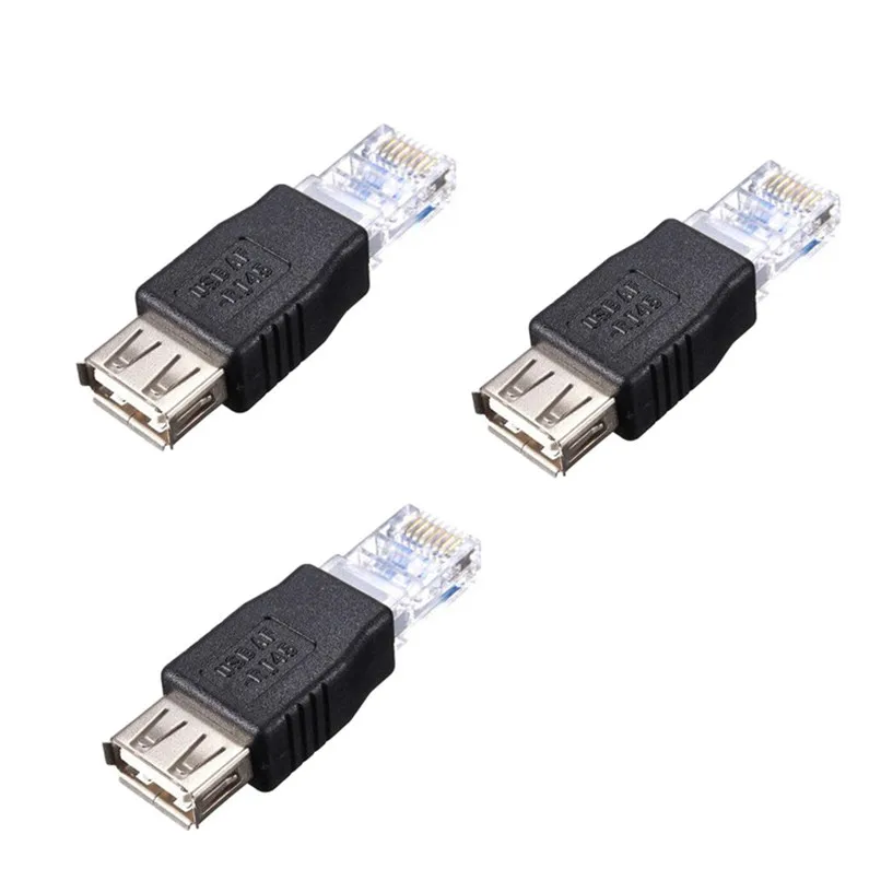 3PC USB A Female F to Ethernet RJ45 Male Router Adapter Plug Socket LAN Network Free Shipping H0T0 переходник apple usb ethernet adapter mc704zm a mc704zm a