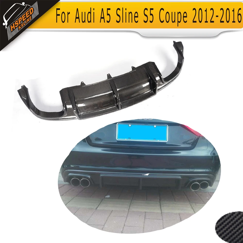 

For Audi A5 Sline S5 Coupe 2012-2016 Carbon Fiber Rear Bumper Diffuser Lip Spoiler Apron Convertible Non A5 Standard RS Style