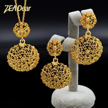 Zeadear ювелирные изделия Винтаж Набор круглых украшений для Для женщин серьги Цепочки и ожерелья с подвесками для вечерние свадебные открытые Jewelry Набор Findings