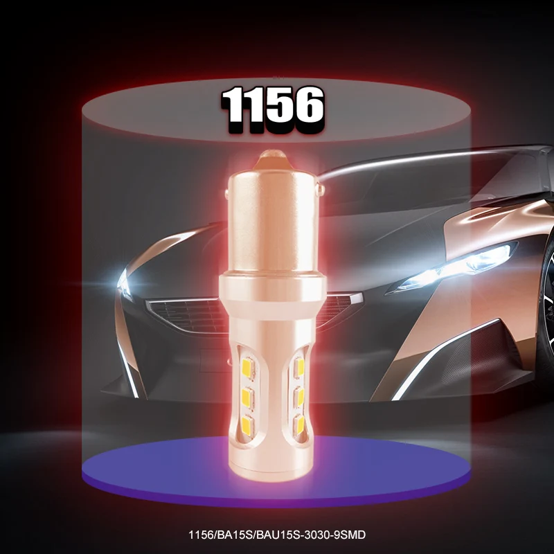 CNSUNNYLIGHT Car Tail Light 1156 LED Canbus BA15S P21W BAU15S PY21W S25 3030 9SMD Auto Brake Reverse Lamp DRL Rear Parking Bulbs (5)