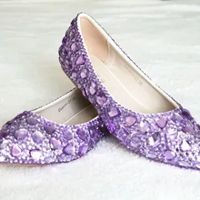 Новейшая модель; модная обувь на плоской подошве фиолетового цвета обувь на плоском ходу с камнями; женские туфли; балетки; туфли на плоской подошве; женская обувь