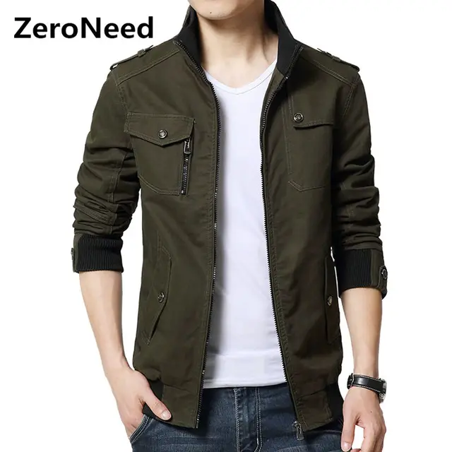Cargo Jacket Man Casual Men Jackets Army Green Slim Brand
