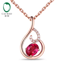 Прекрасный 18 К розовое золото натуральный 0.48ct рубин и 0.04ct Алмазы обручальные кулон