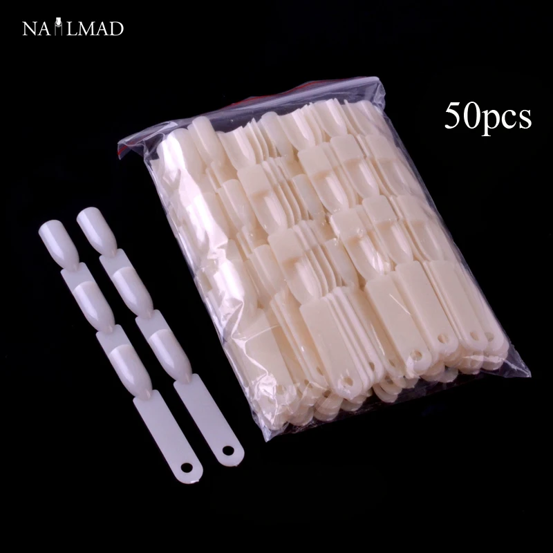 

50Pcs/Bag 3 in 1 False Nail Tip Stick Display Practice Tool Nail Polish Swatchstick