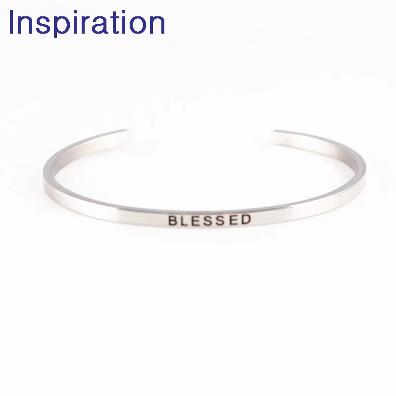 Us 3 28 Blessed Mantra Bracelets 316l Stainless Steel Open Cuff Id Bar Bangle Fashion Women Female Inspirational Jewelry Bracelet In Bangles From Us 3 28 Blessed Mantra Bracelets 316l Stainless Steel Open Cuff Id Bar Bangle Fashion Women Female Inspirational Jewelry Bracelet In Bangles From