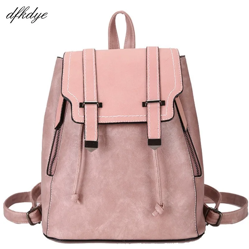 

Women Backpack Mochilas Retro Rucksack Leather Backpacks For Teenage Girls School Bags Sac A Dos Preppy Style Female