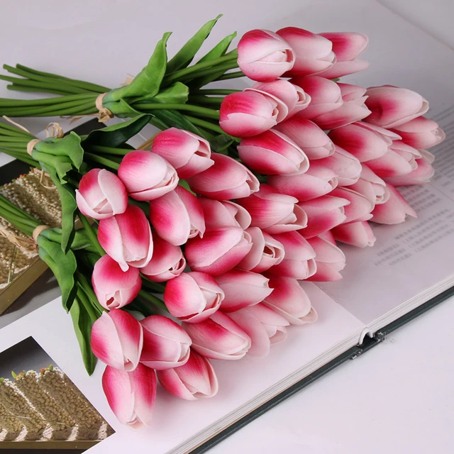 10 Pcs Real Touch Latex Tulips Flower Artificial Bouquet 2