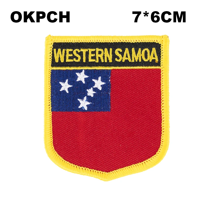 

Western Samoa Shield Shape Flag patches embroidered flag patches national flag patches for Cothing DIY Decoration PT0151-S