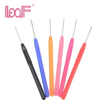 LOOF 12 шт. пластиковый крючок для вязания крючком, Тянущая игла для человеческих волос, перьевые инструменты для наращивания, 6 цветов