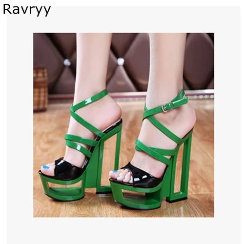 green platform heels