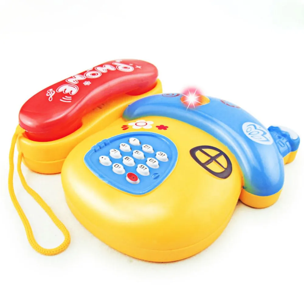 Детские игрушки звуковой светильник Раннее детство 0-12 месяцев мультфильм грибы телефон дети музыкальный электронный игрушечный телефон случайный цвет