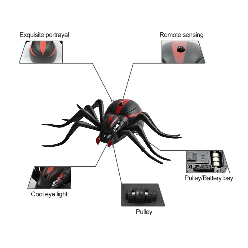 DA XIN инфракрасный пульт дистанционного управления насекомые Реалистичная подделка паук rc животные RC шалость насекомых страшное моделирование паук трюк игрушка