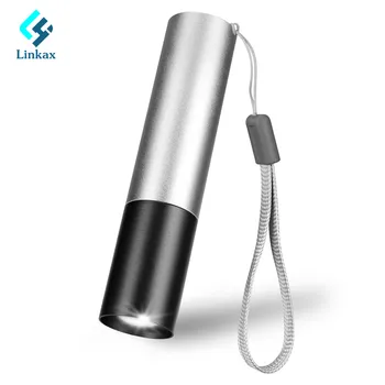 

2019 New Silver+Black XPE LED Flashlight Zoomable Focus 3-Mode 3800Lumnes Mini Rechargeable USB Torch Lamp Built in Battery