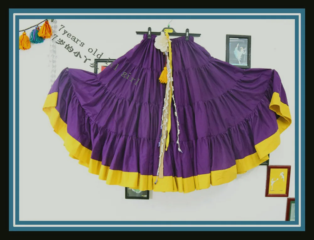 Хлопок 4 ярусных 18 ярдов АТС Цыганский родовой юбка для танца живота с каймой EI48