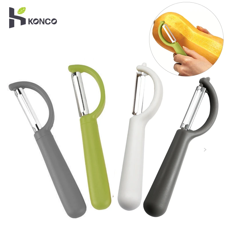 KONCO Fruit Vegetable Peeler, Stainless Steel Ultra Sharp Julienne Peeler with Ergonomic Silicone Handle, Kitchen Tools