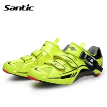 Santic Cycling Shoes Men Ultralight Carbon Fiber Road Bike Shoes Breathable Athletic Bicycle Locking Shoes Sapatilha Ciclismo
