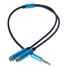 1 Pcs 3.5 Mm 1 point 2 Audio Headphone Earphone Splitter Line 35cm Extension Lovers headphones Cable Adapter Blue Color