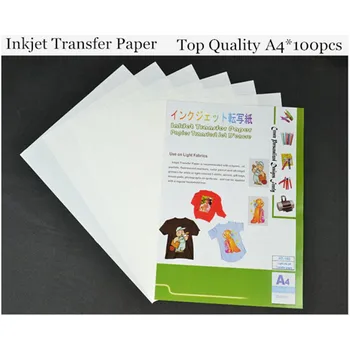 

(A4*100pcs) Inkjet Heat Transfer Paper for Fabric Iron On Paper Light Color Top Quality Thermal Transfer Iron-on Papel HT-150