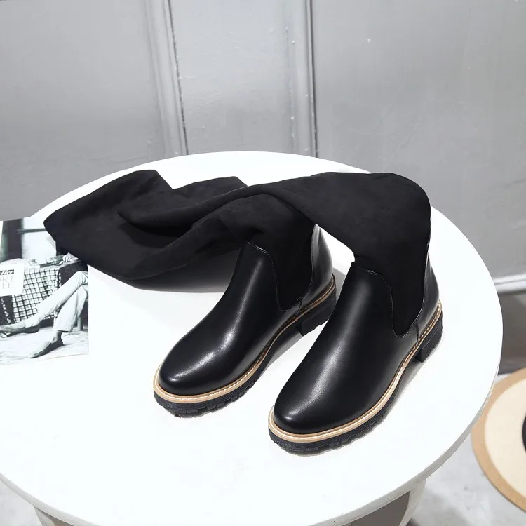 

Big Size 9 10 11 12 thigh high boots knee high boots over the knee boots women ladies boots Stitching elastic sleeve round head