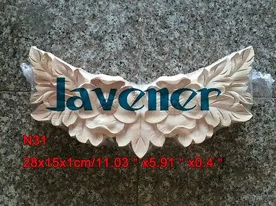 

N31 -28x15x1cm Wood Carved Long Onlay Applique Flower Frame Door Decal Working carpenter Rose
