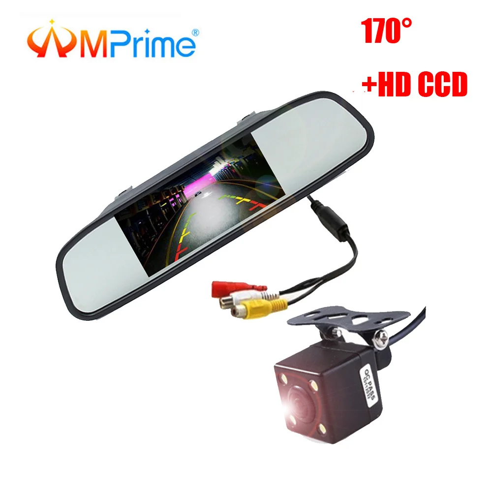 AMPrime 4.3 inch Car Monitor LED Rear View Mirror Monitor Camera Video