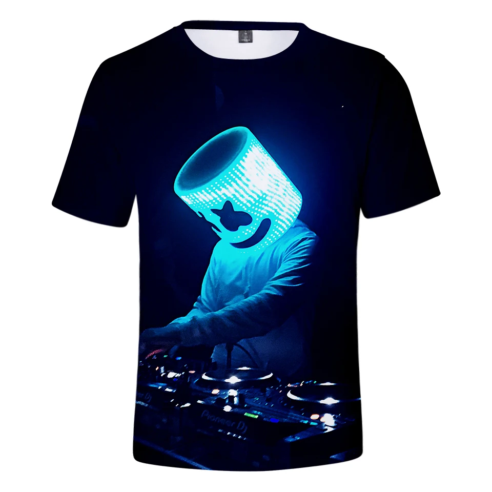 

Fashion DJ marshmallow 3D Print Cool T-shirt Male/Female Fashion Leisure T-shirt summer Hip Hop Popular Print T-shirt