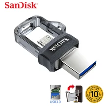 Sandisk 100% Оригинальный мини USB 3,0 двойной OTG USB флэш-накопитель 16 ГБ 32 ГБ 64 Гб 128 Гб флешки для Android телефона 10 лет гарантии