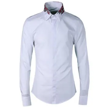 

Hot!! New Arrival Exquisite Fashion Casual Cotton High Quality Men Embroidered Collar Shirt Male Size M - 3xl Free Shipping