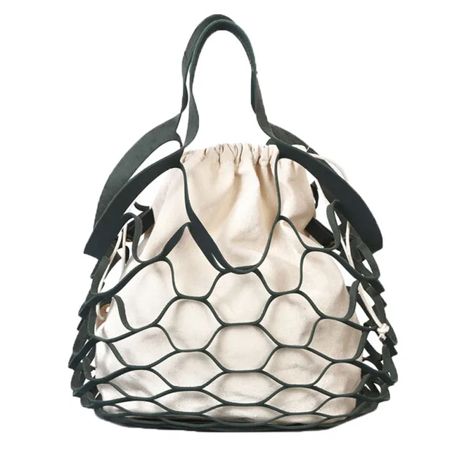 Aelicy Shopping Shoulder Bags Tote Mesh Net Woven Cotton