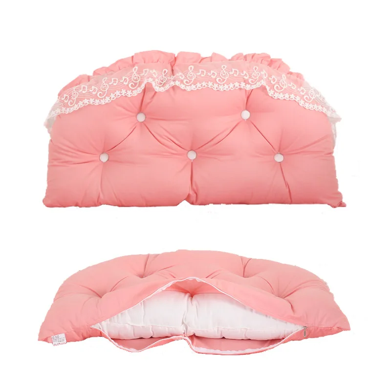 Baby Girls Bed Backrest Bumper Baby Bedside Cushion Cotton Lace Pillow Crib Protector Pillow Baby Room Bedroom Decoration (7)