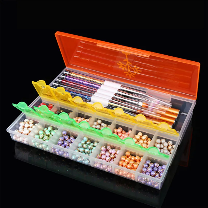 

2017 Professional Closed Clamshell Jewelry Box Nail Diamond Box Three - Color Tool Storage Box D@ DROPSHIPPING 822