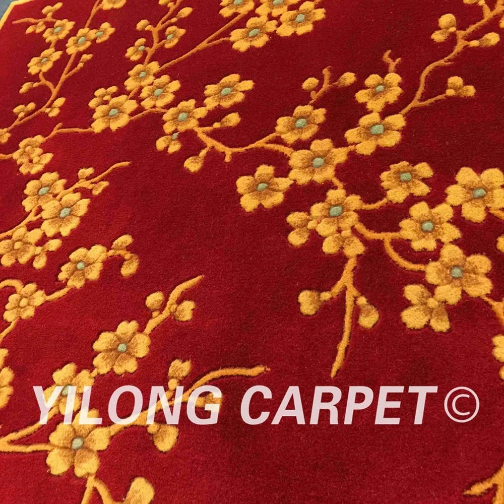 YILONG 5 'x8' ручная работа художественное украшение красный ковер ручной работы