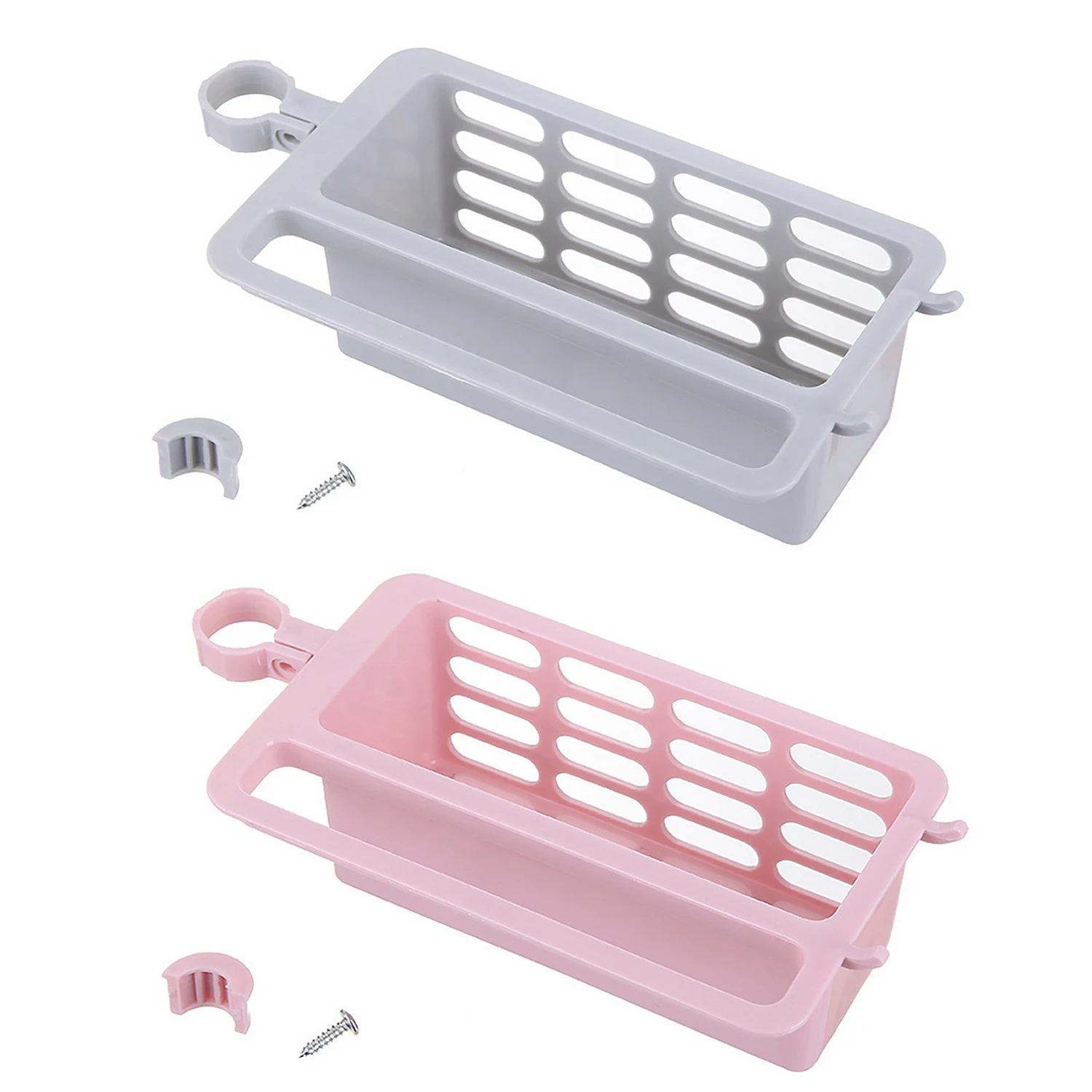 Behogar Clip-on Sink Faucet Sponge Soap Drain Storage Rack Holder for Home Apartment Kitchen Bathroom Supplies