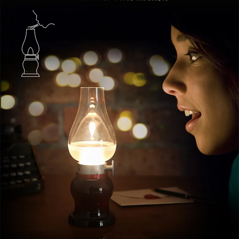 Creative retro LED night light blown kerosene lamps bedroom bedside