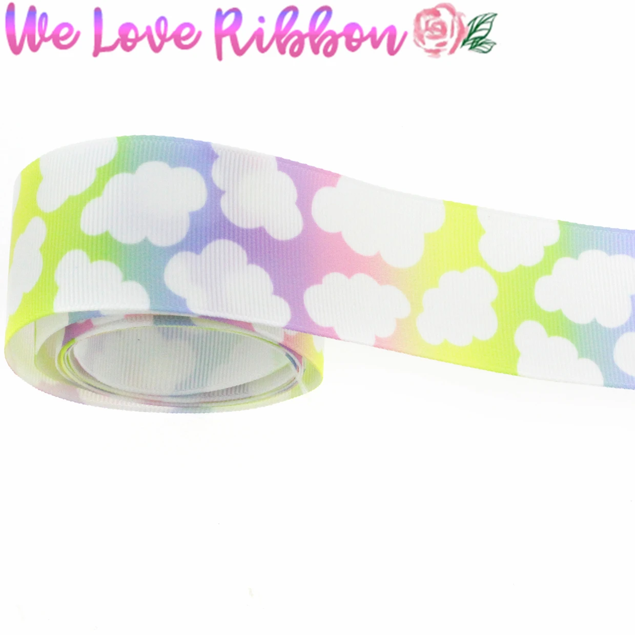 

1-1/2"38mm Cloud Series Gradient Color Printed Grosgrain Ribbon DIY Party Packing Hair Tie Making 10yards/roll MD171122-38-12077