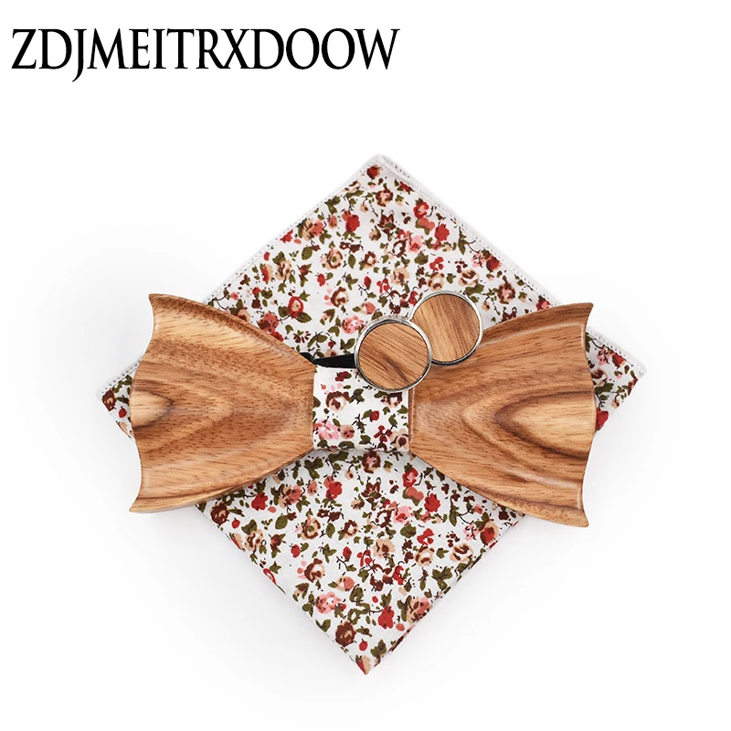 Дизайн 3D зебра деревянные галстуки для мужчин запонки карманный квадратный костюм для взрослых печать свадебный галстук-бабочка noeud papillon с деревянными коробками