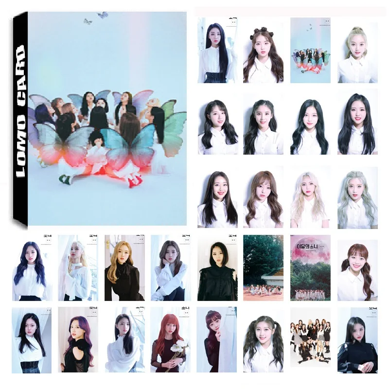 

30Pcs/set KPOP LOONA Girls Team Album Butterfly Photo Card PVC Cards Self Made LOMO Card Photocard