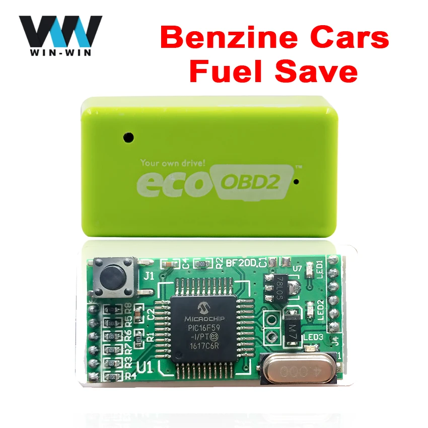 

For Benzine EcoOBD2 ECU Chip Tuning Box 15% Fuel Saving Green Color Eco OBD2 Gasoline Plug and Drive Performance