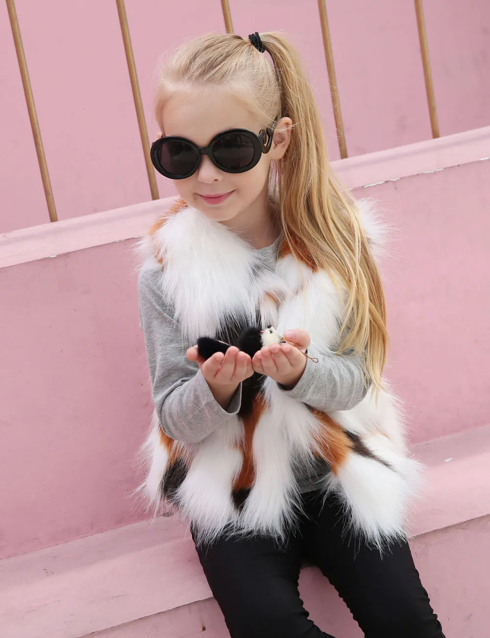 Детский осенне-зимний жилет из искусственного меха для маленьких девочек плотное пальто теплая верхняя одежда зимняя одежда для маленьких девочек детский меховой жилет