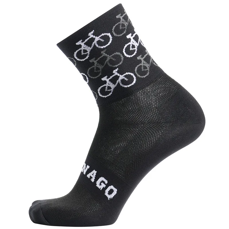 Качественные профессиональные Брендовые спортивные профессиональные велосипедные носки, удобные носки для езды на велосипеде, носки для горных велосипедов, гоночные носки - Цвет: black and grey