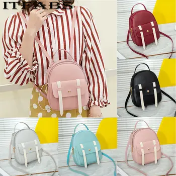 

Fashion Women Leather Satchel Travel School Backpack Lady Girls Leather Schoolbag Mini Book Bags Backpacks
