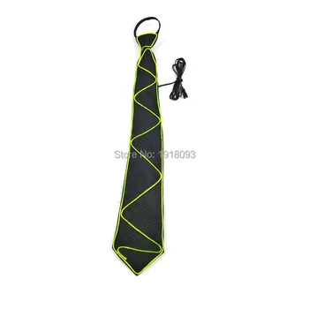 

2020 New Design Upgrade EL Wire Glowing Tie with Voice Controller LED neon rope tube EL Product for Halloween Christmas Decorati