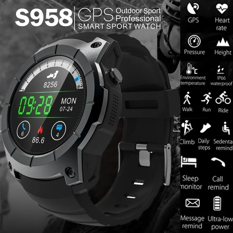 

GPS Pedometer Fitness Tracker Heart Rate Monitor Smartwatch Sports Waterproof Watch