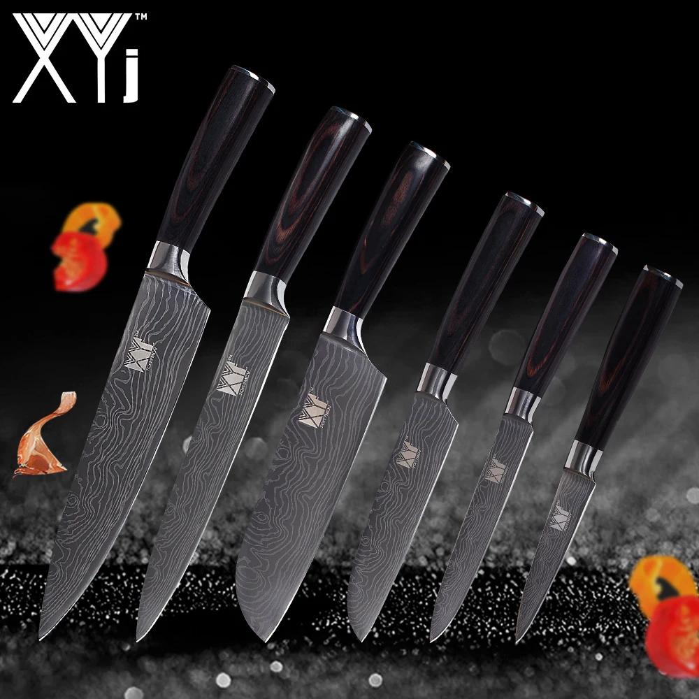XYj набор кухонных ножей для очистки овощей 2 * Santoku шеф повара нарезки из